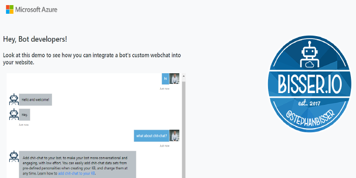 Integrate QnA Maker Bots - Part 1 - Public Website